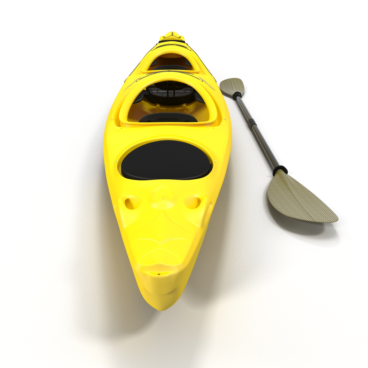 3D Kayak 2 Yellow with Paddle