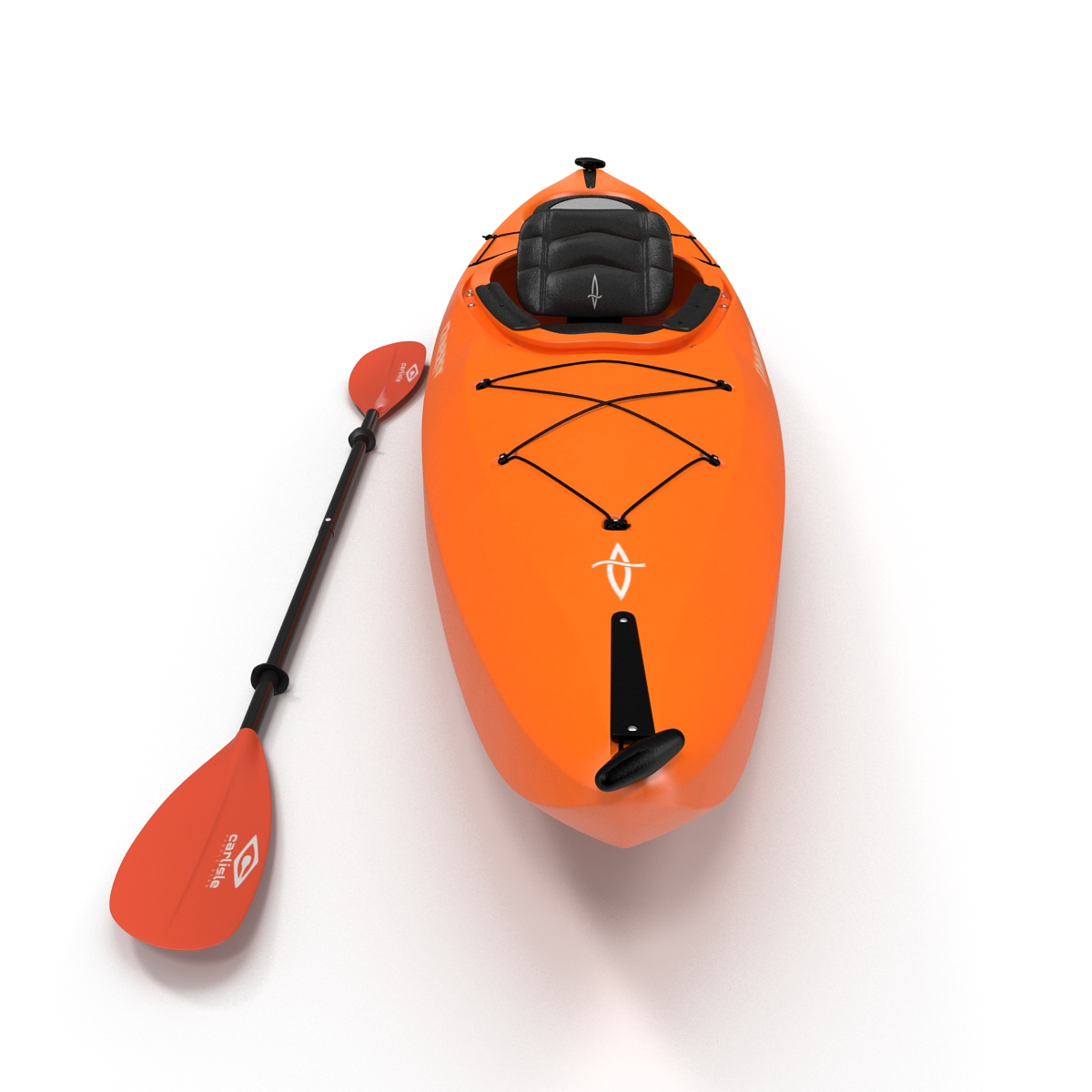 Kayak Orange with Paddle 3D model