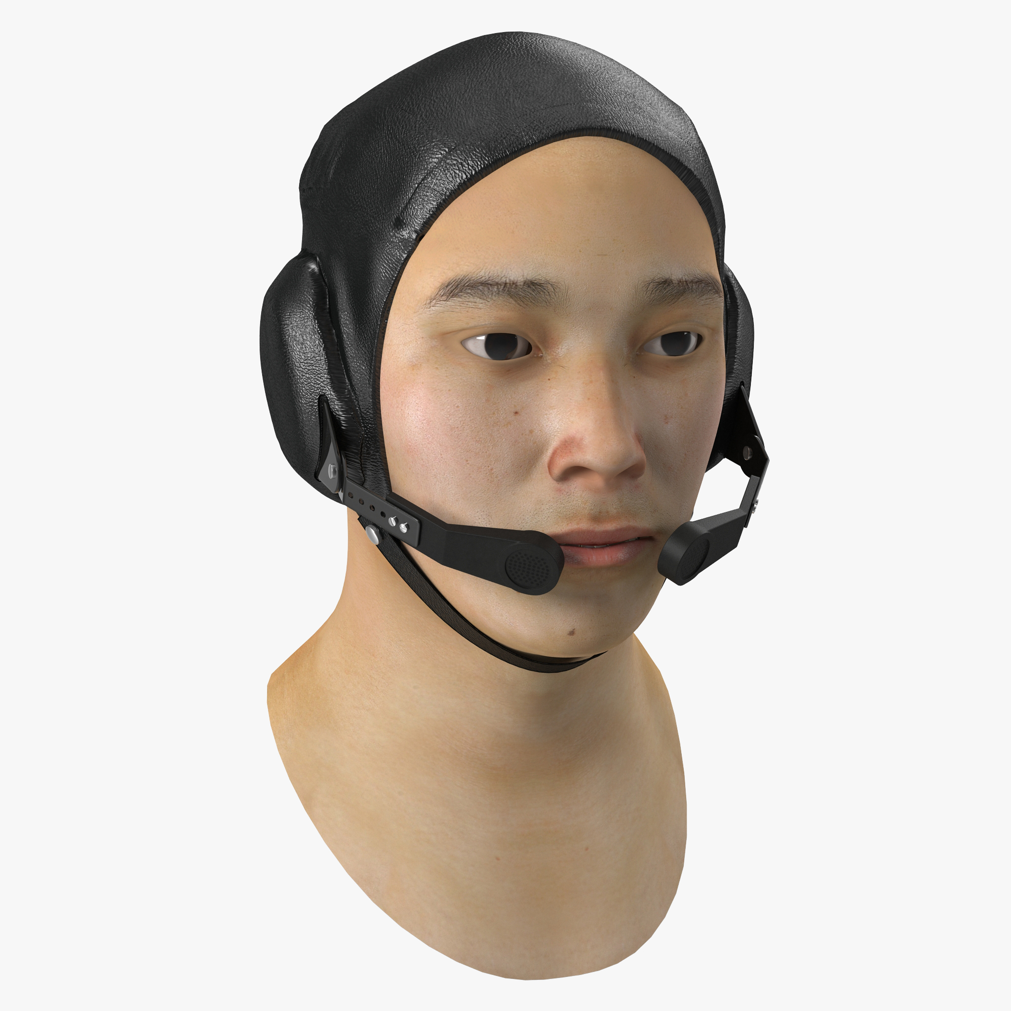 3D model Chinese Pilot Head Rigged