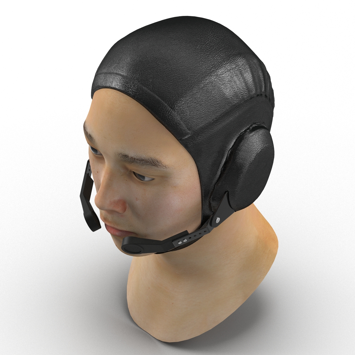 3D model Chinese Pilot Head Rigged