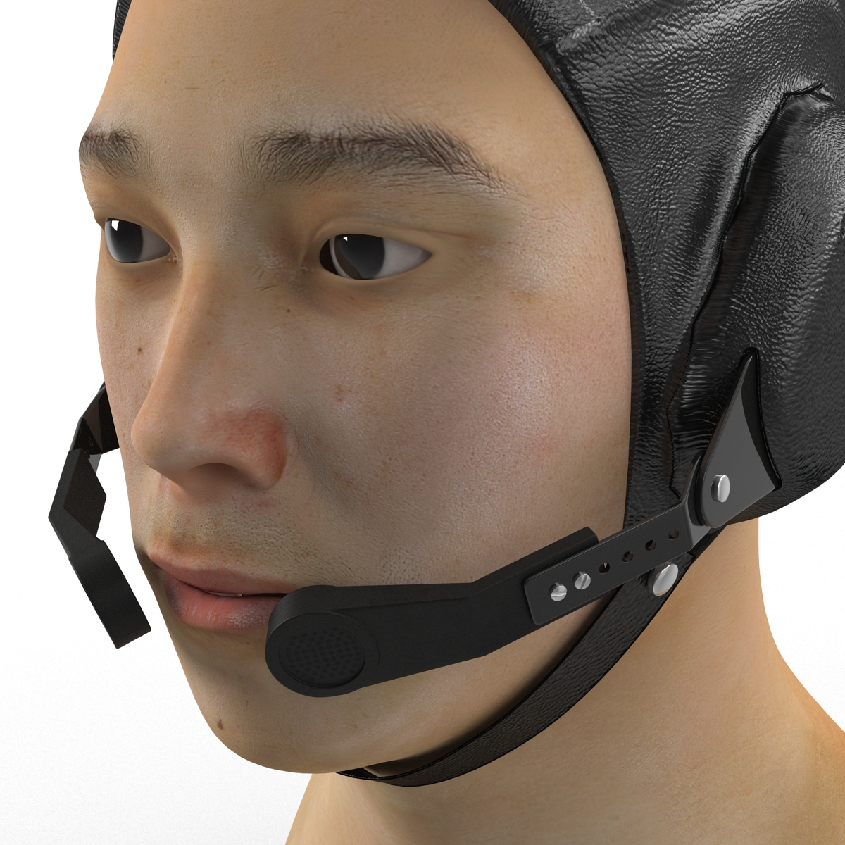 3D model Chinese Pilot Head Rigged