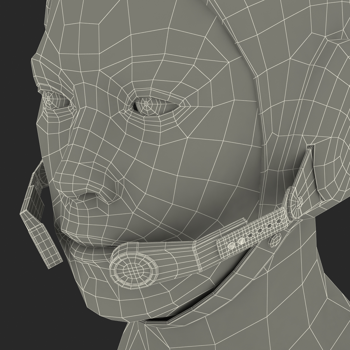 3D model Chinese Pilot Head Rigged