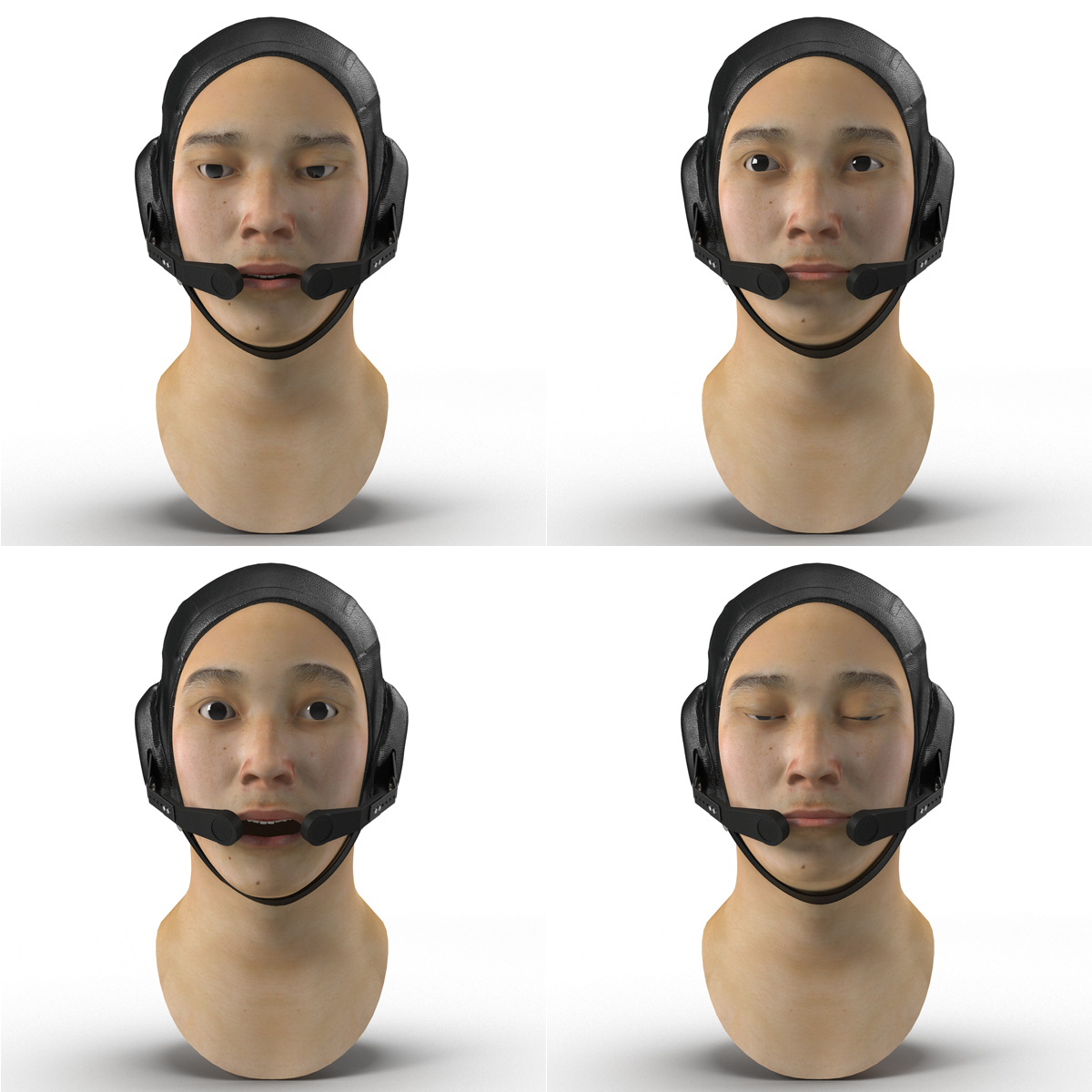 3D model Chinese Pilot Head Rigged