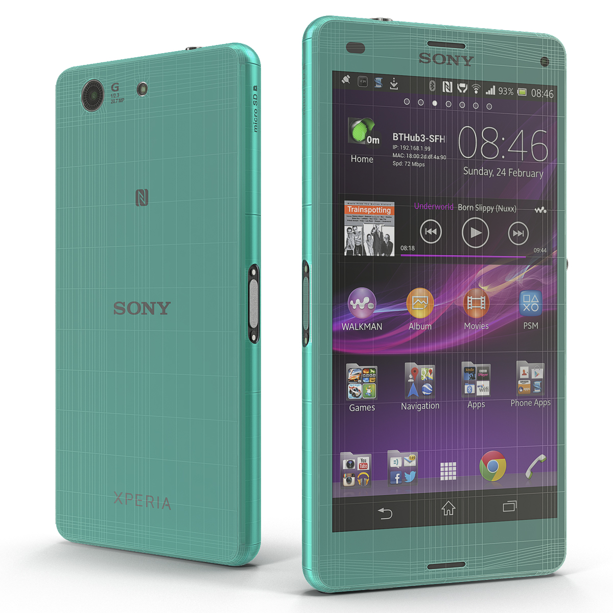 Sony Xperia Z3 Compact Turquoise 3D