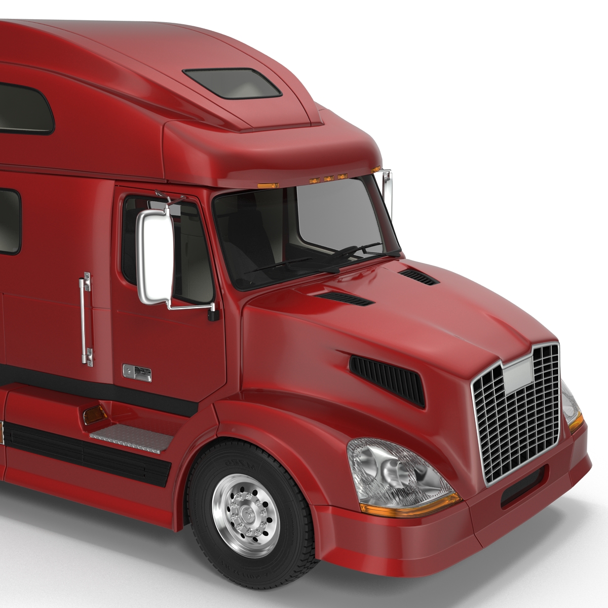 3D model Truck and Single Drop Tri Axle Trailer 2