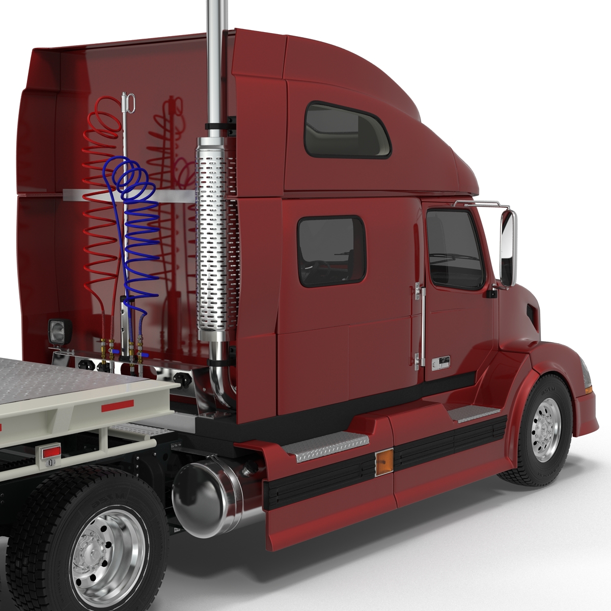 3D model Truck and Single Drop Tri Axle Trailer 2