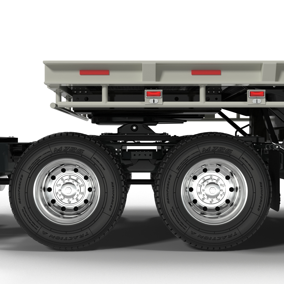 3D model Truck and Single Drop Tri Axle Trailer 2