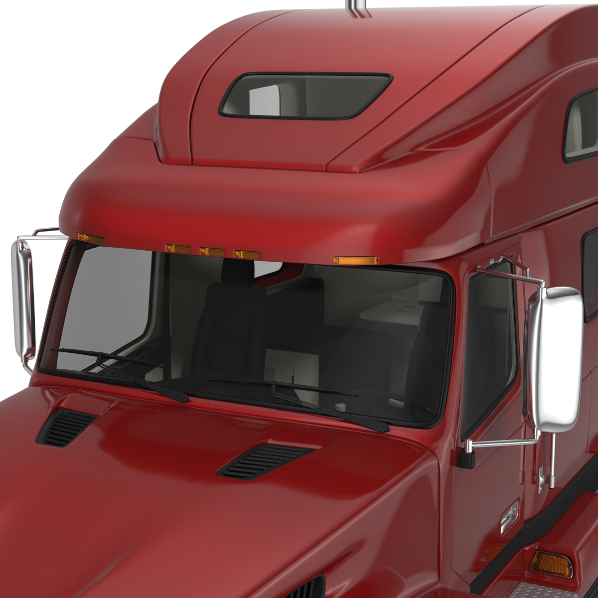 3D model Truck and Single Drop Tri Axle Trailer 2