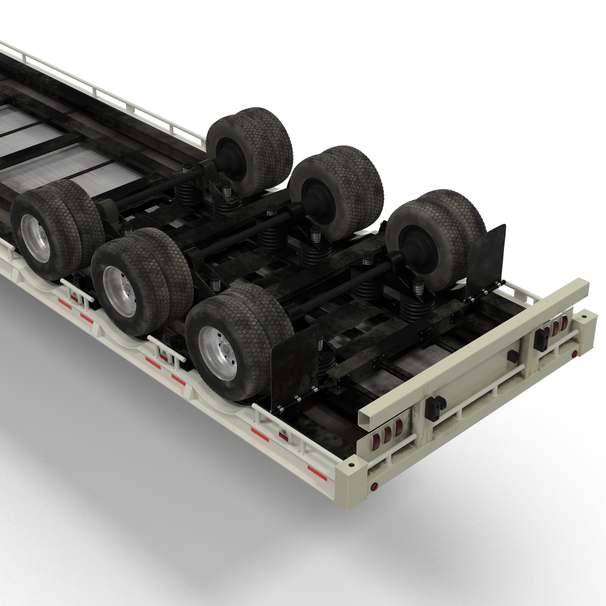 3D model Truck and Single Drop Tri Axle Trailer 2