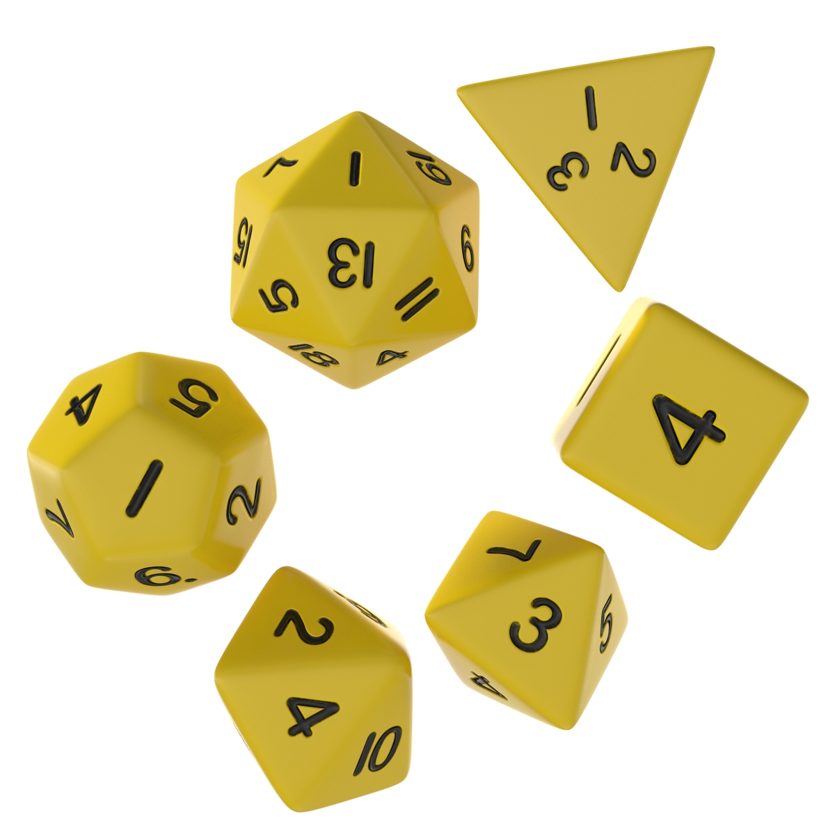 3D Polyhedral Dice Set Yellow