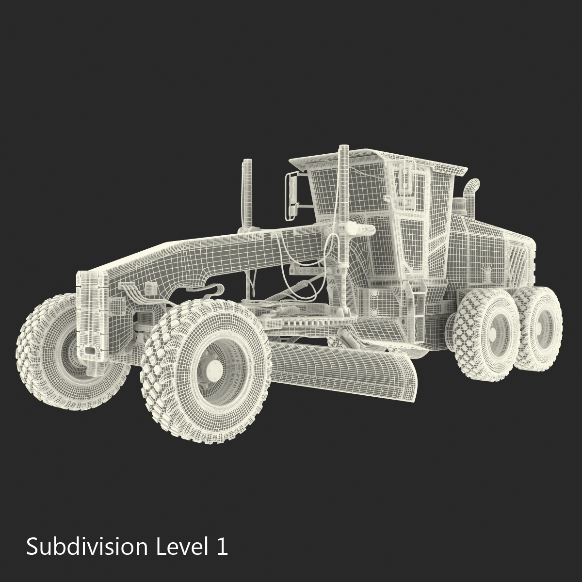 3D Road Grader Rigged model