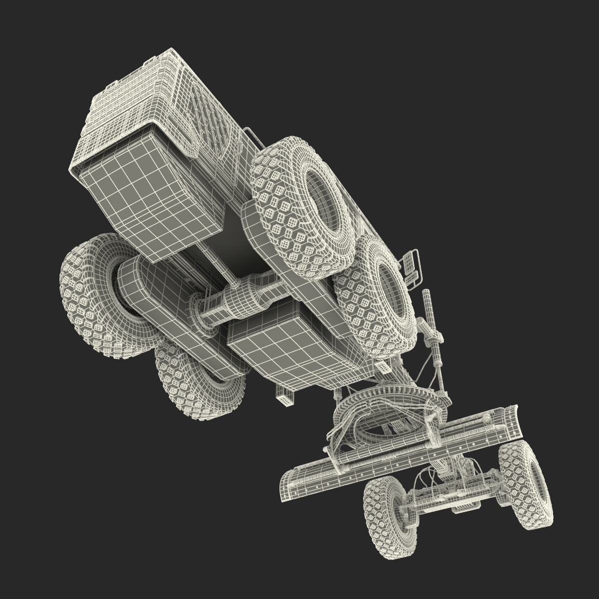 3D Road Grader Rigged model