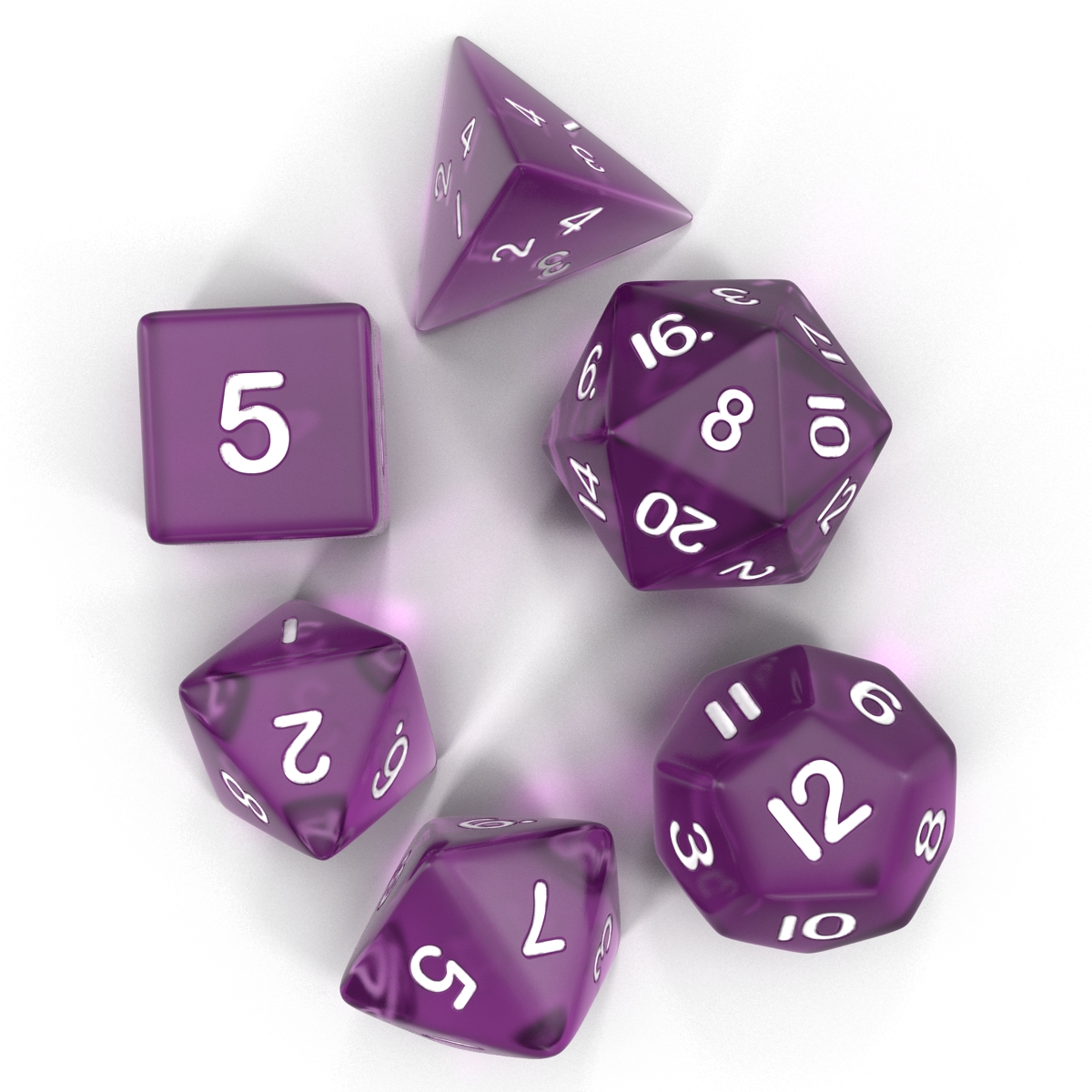 3D Polyhedral Dice Set Violet