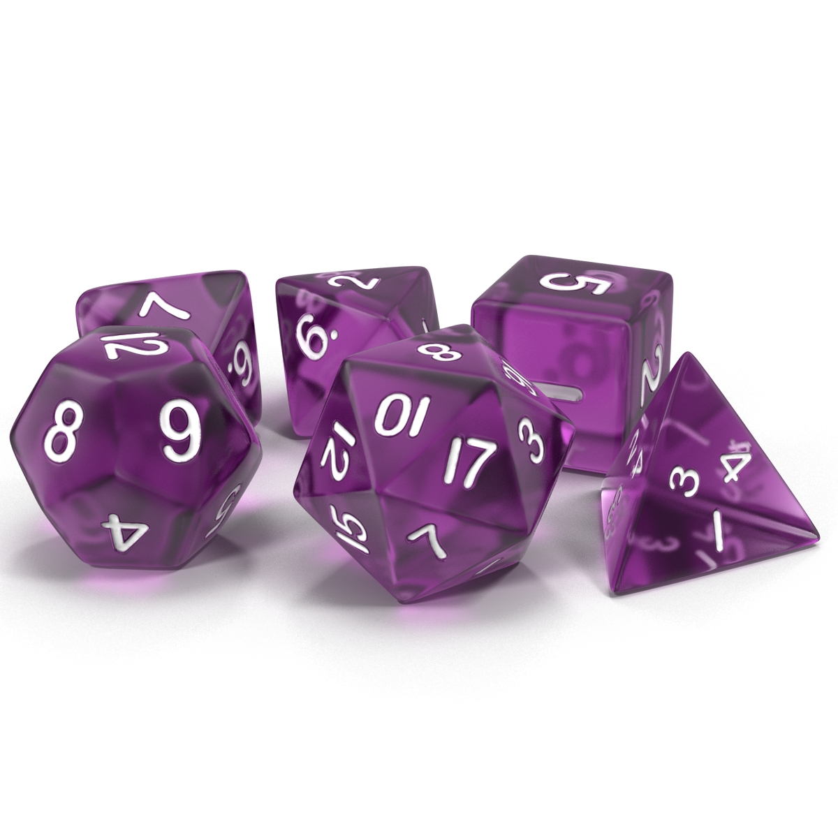 3D Polyhedral Dice Set Violet