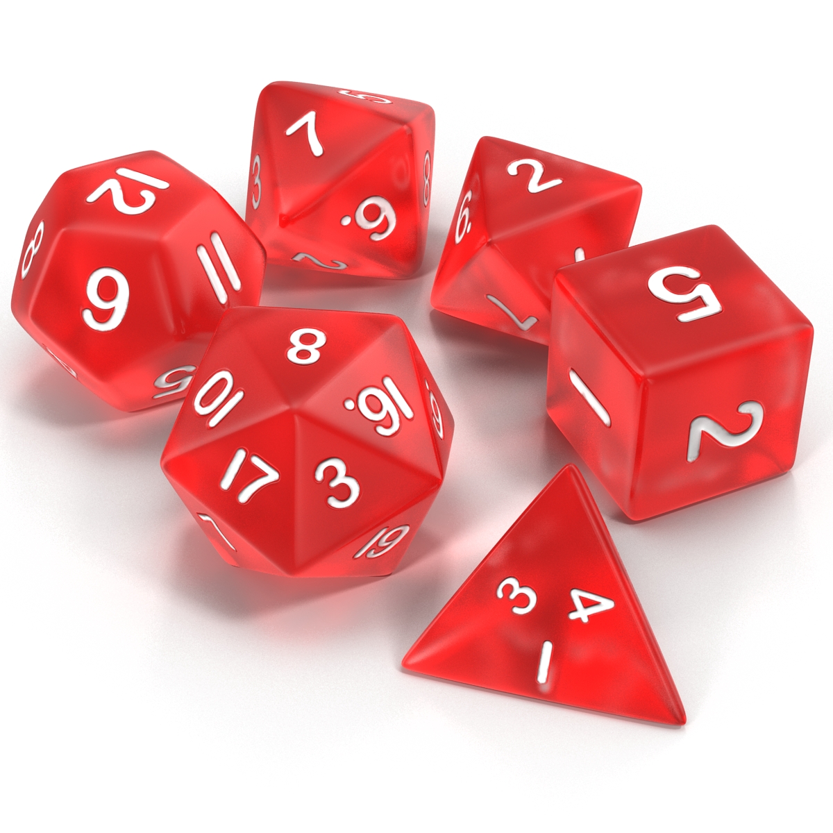 3D Polyhedral Dice Set Red model