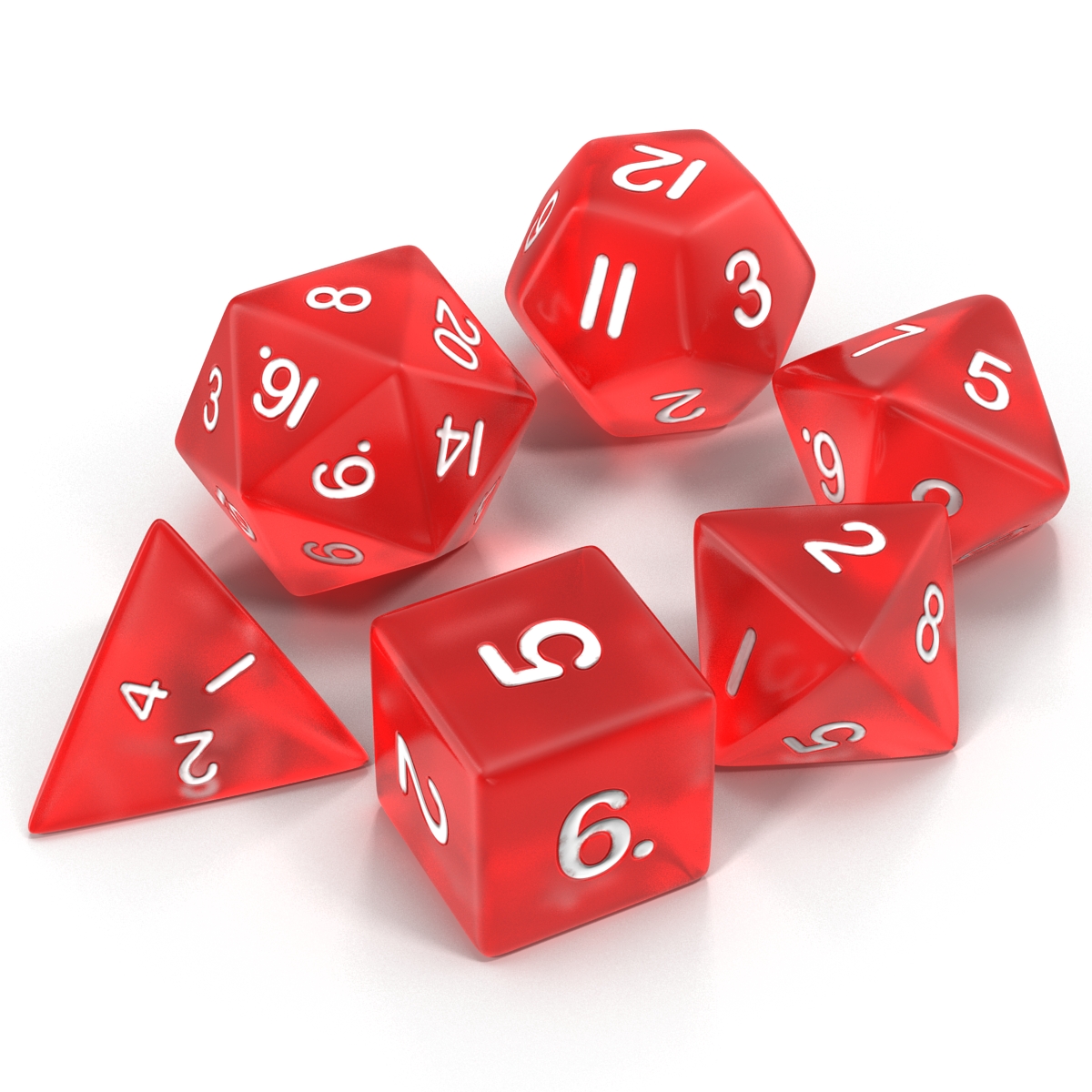 3D Polyhedral Dice Set Red model