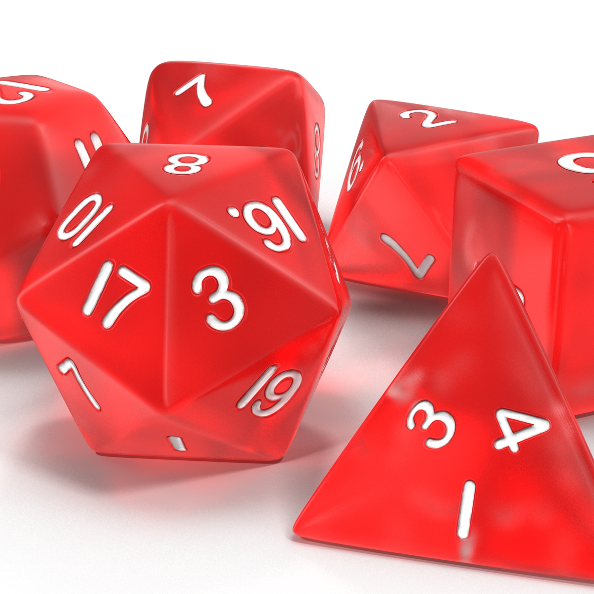 3D Polyhedral Dice Set Red model