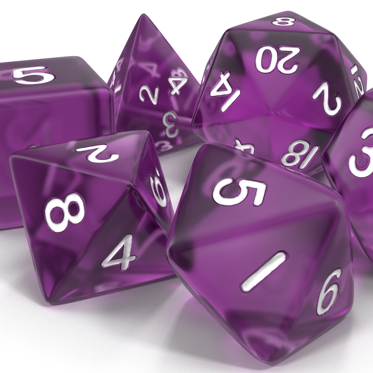 3D Polyhedral Dice Set Violet