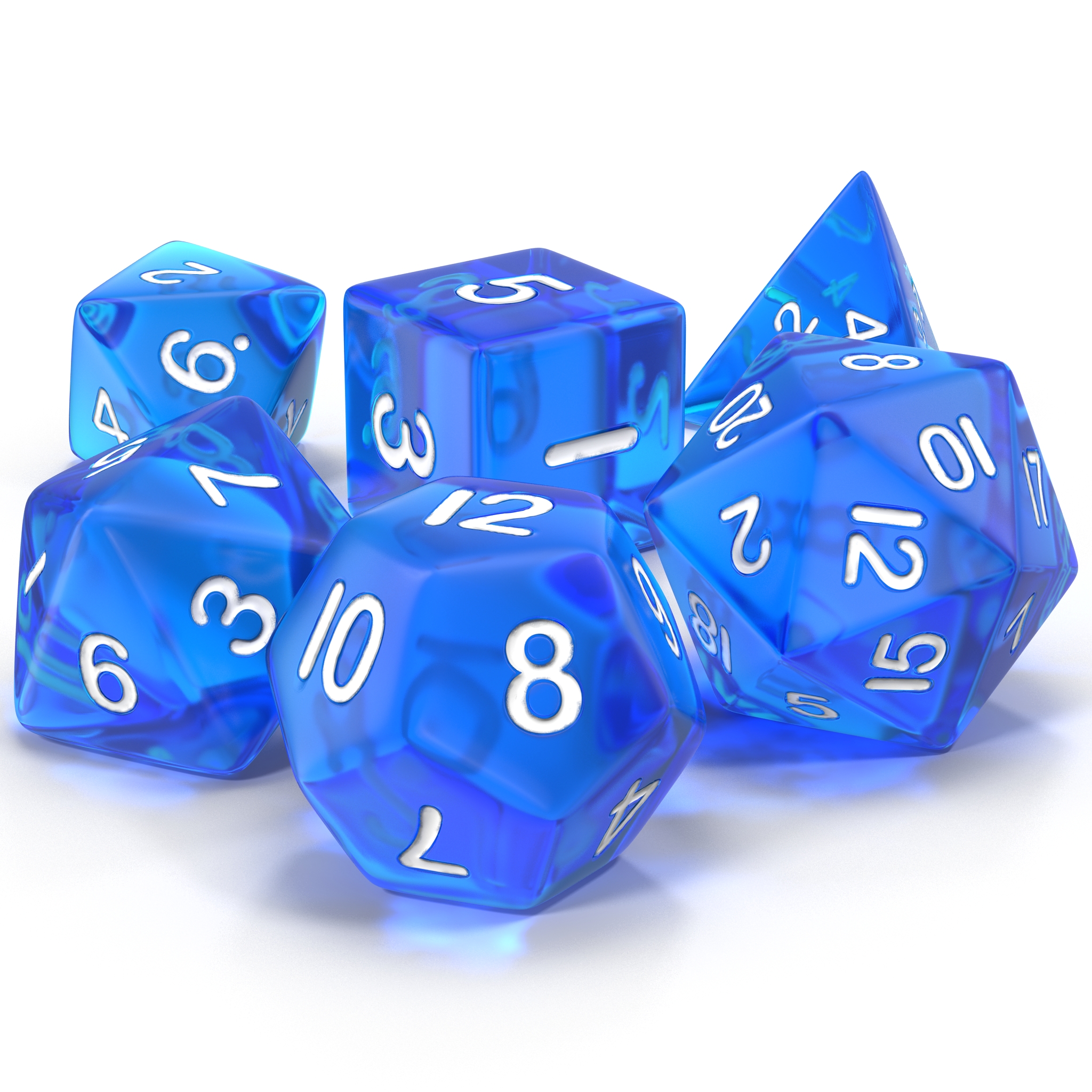 Polyhedral Dice Set Blue 3D model