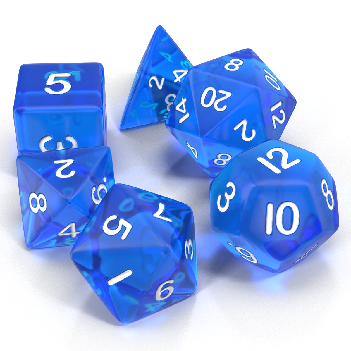 Polyhedral Dice Set Blue 3D model