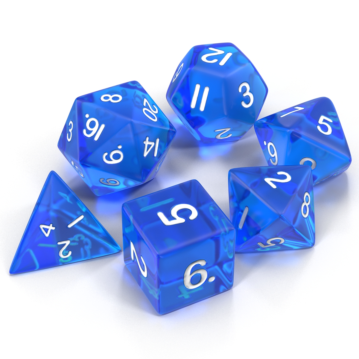 Polyhedral Dice Set Blue 3D model