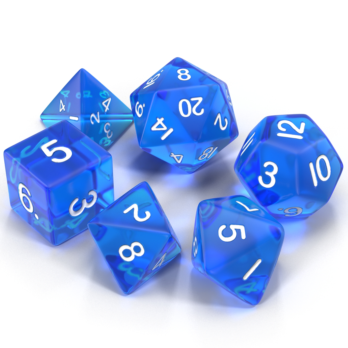 Polyhedral Dice Set Blue 3D model