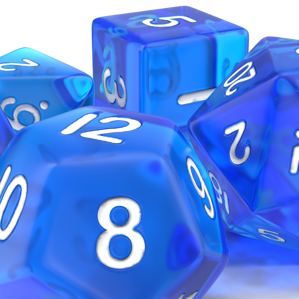 Polyhedral Dice Set Blue 3D model