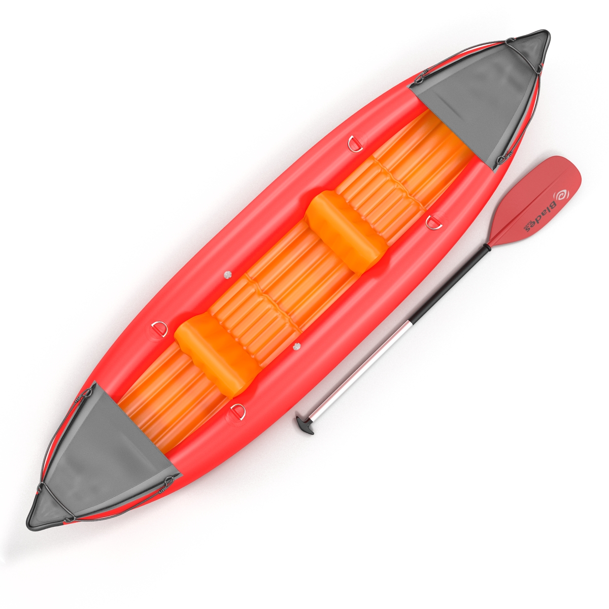 3D Kayak 3 Red with Paddle model