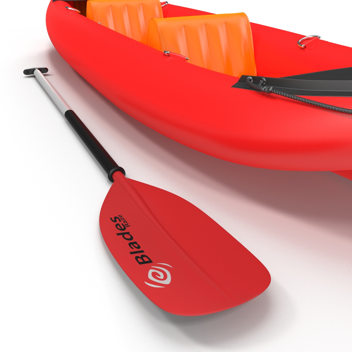 3D Kayak 3 Red with Paddle model