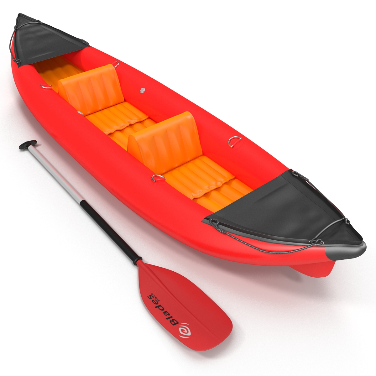 3D Kayak 3 Red with Paddle model