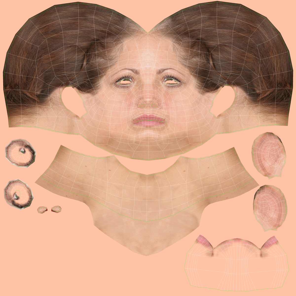 3D Female Caucasian Head