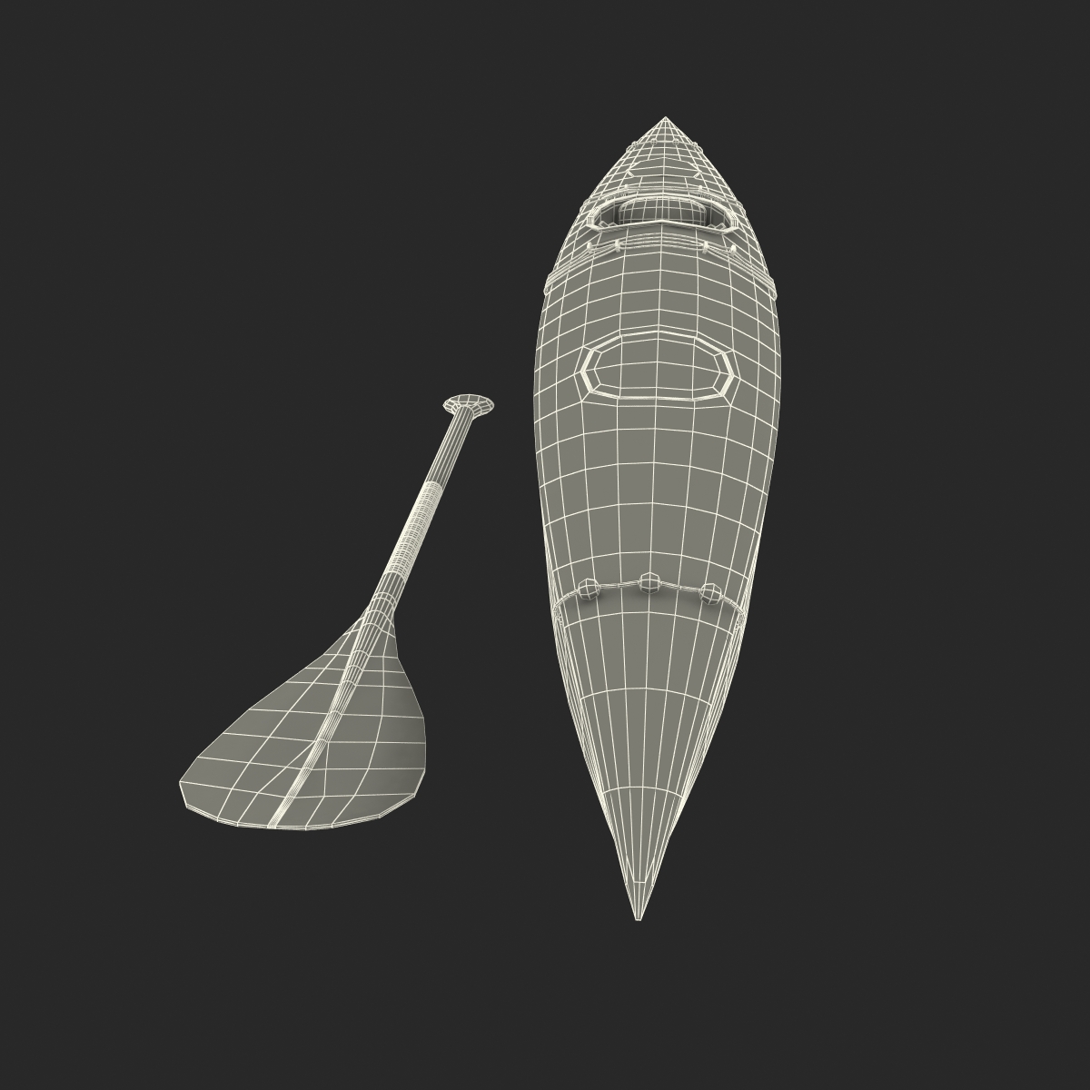 Kayak 4 with Paddle 3D model