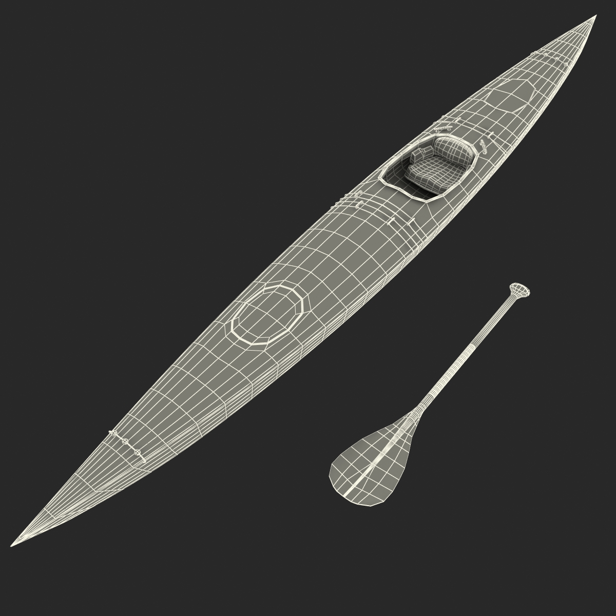 Kayak 4 with Paddle 3D model