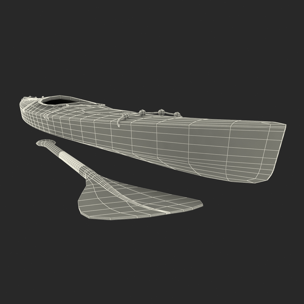 Kayak 4 with Paddle 3D model