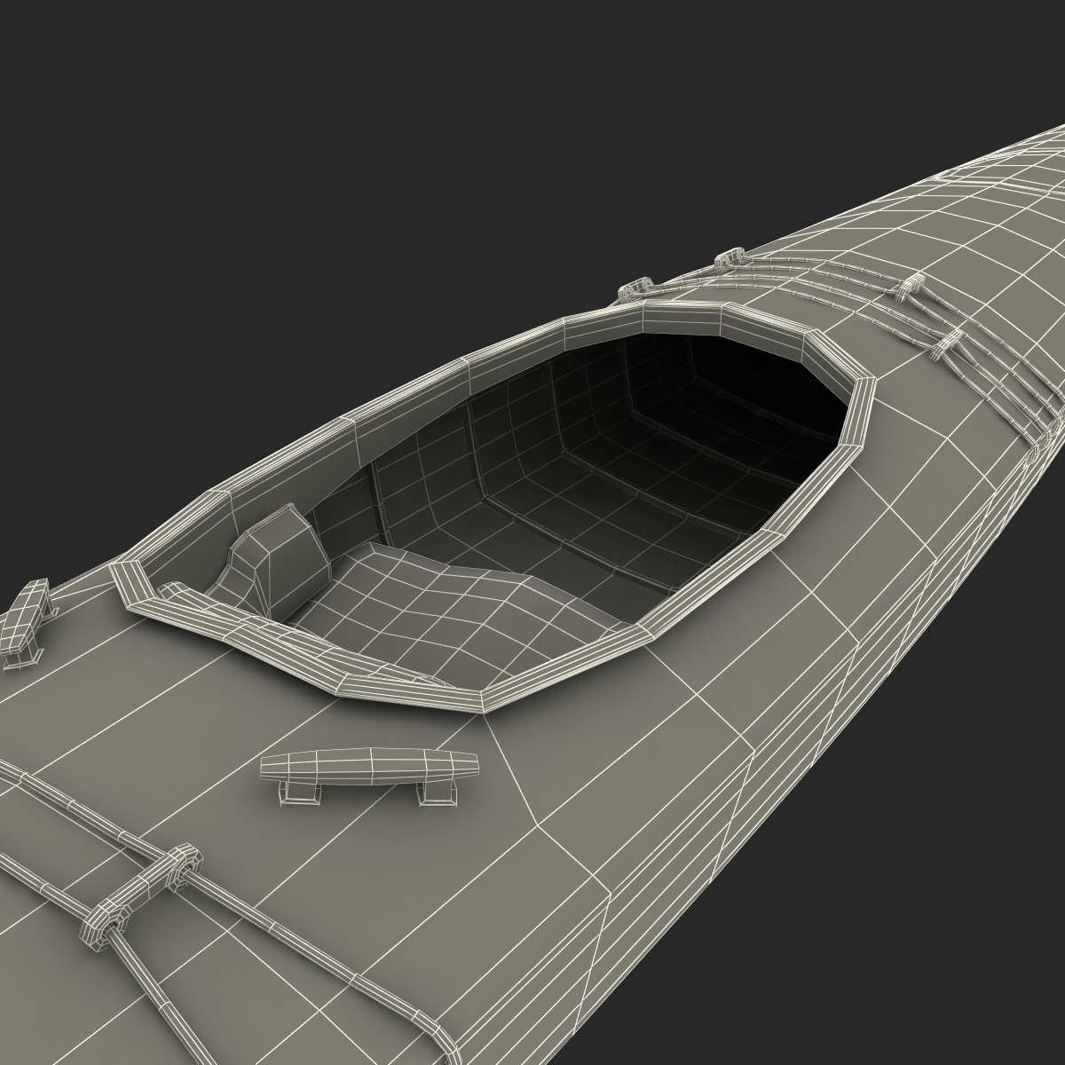 Kayak 4 with Paddle 3D model