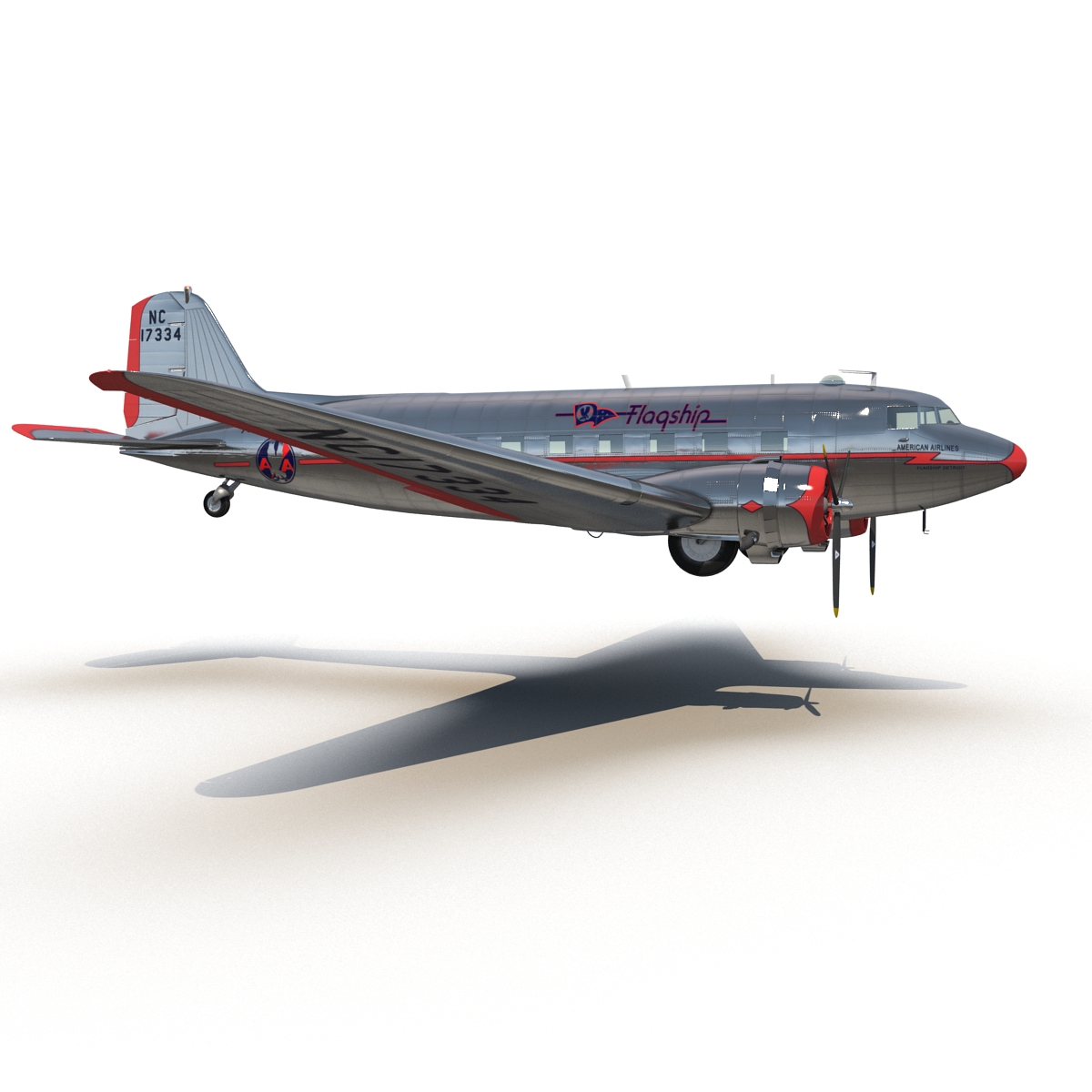 Douglas DC 3 American Airlines Rigged 3D