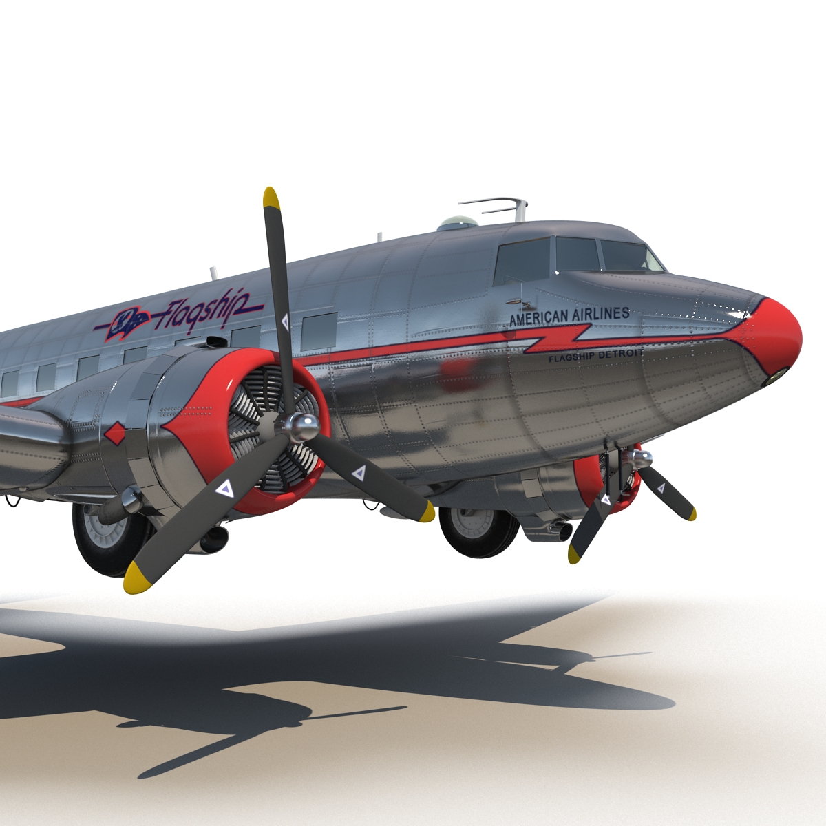 Douglas DC 3 American Airlines Rigged 3D