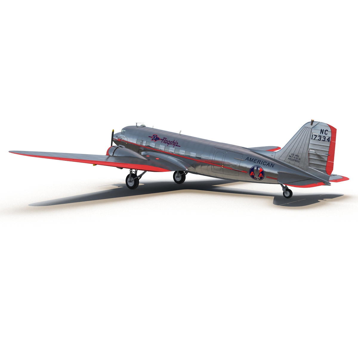 Douglas DC 3 American Airlines Rigged 3D