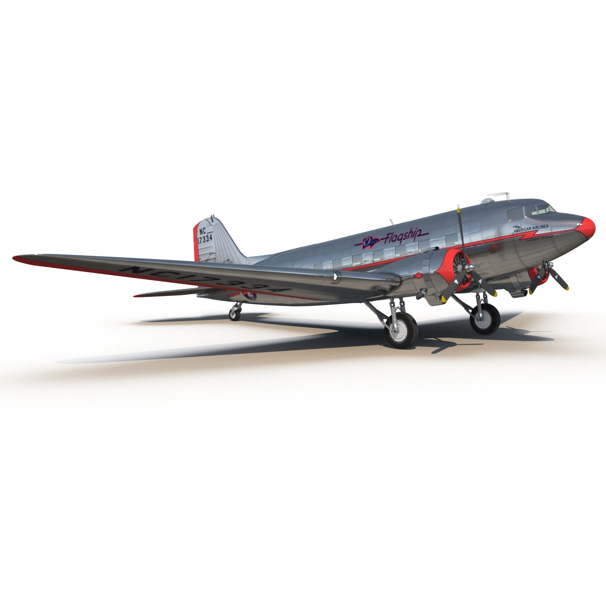 Douglas DC 3 American Airlines Rigged 3D