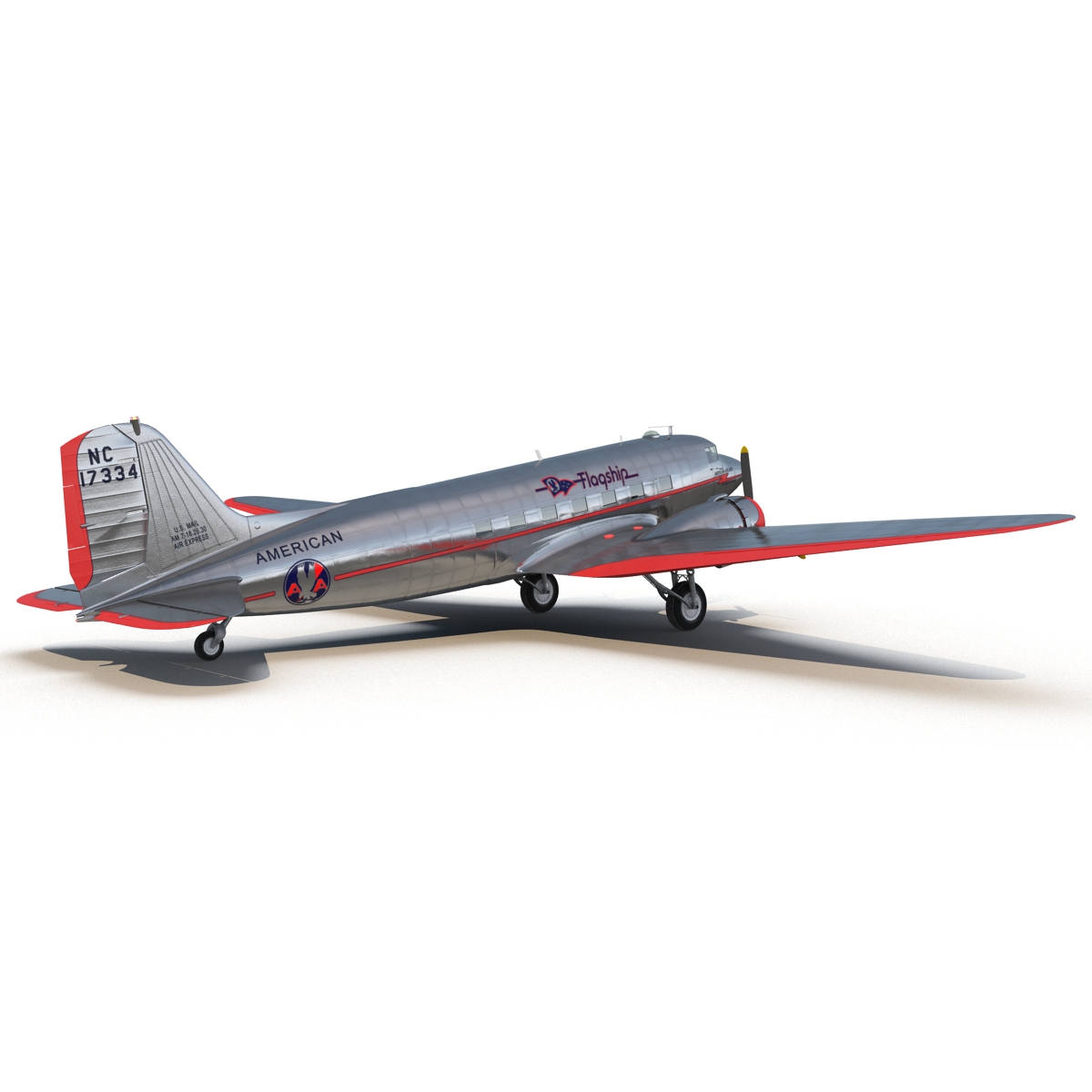 Douglas DC 3 American Airlines Rigged 3D