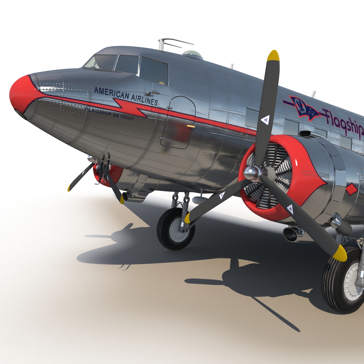 Douglas DC 3 American Airlines Rigged 3D