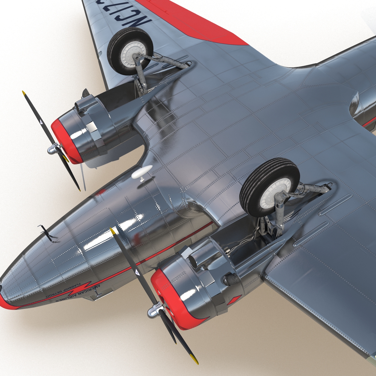 Douglas DC 3 American Airlines Rigged 3D