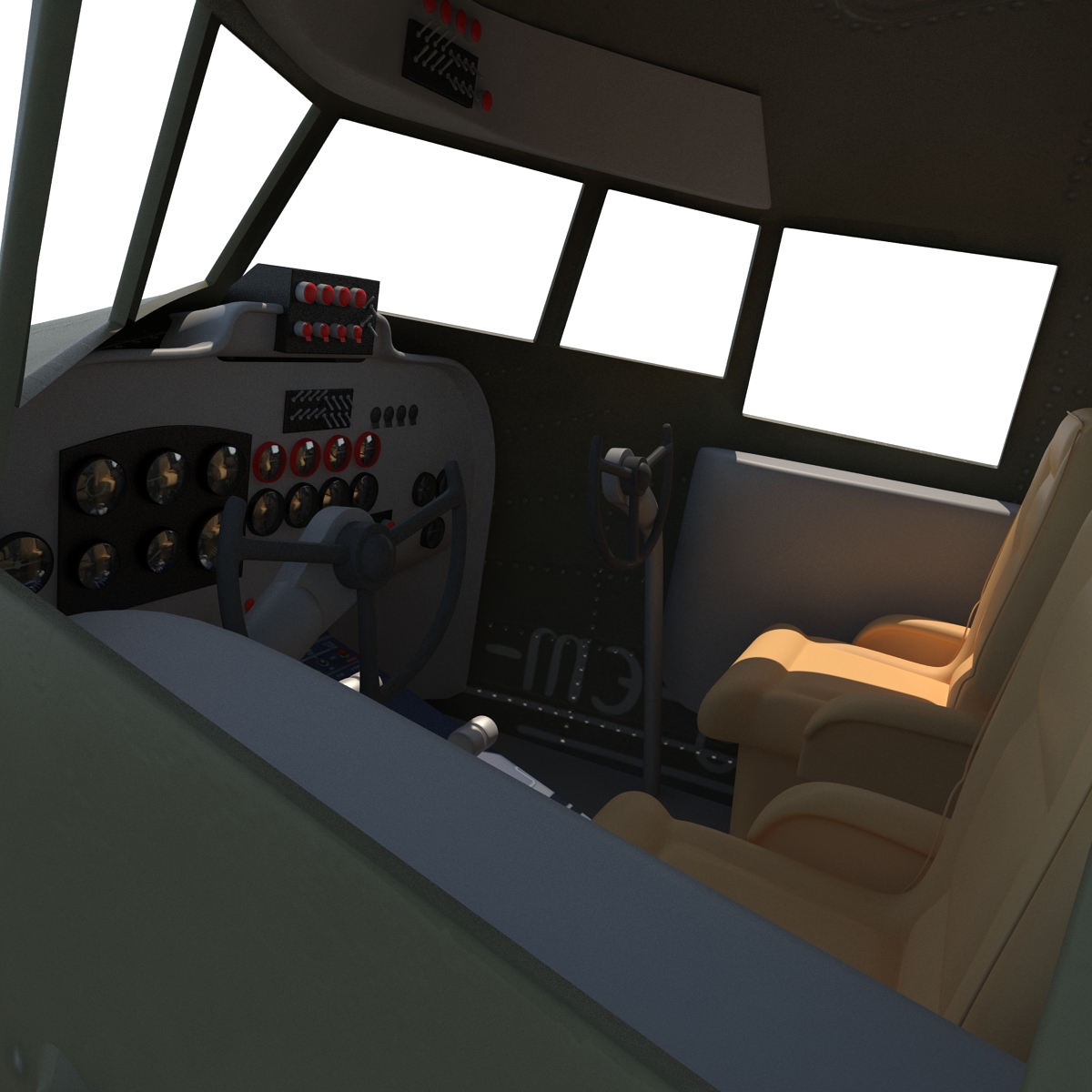 Douglas DC 3 American Airlines Rigged 3D