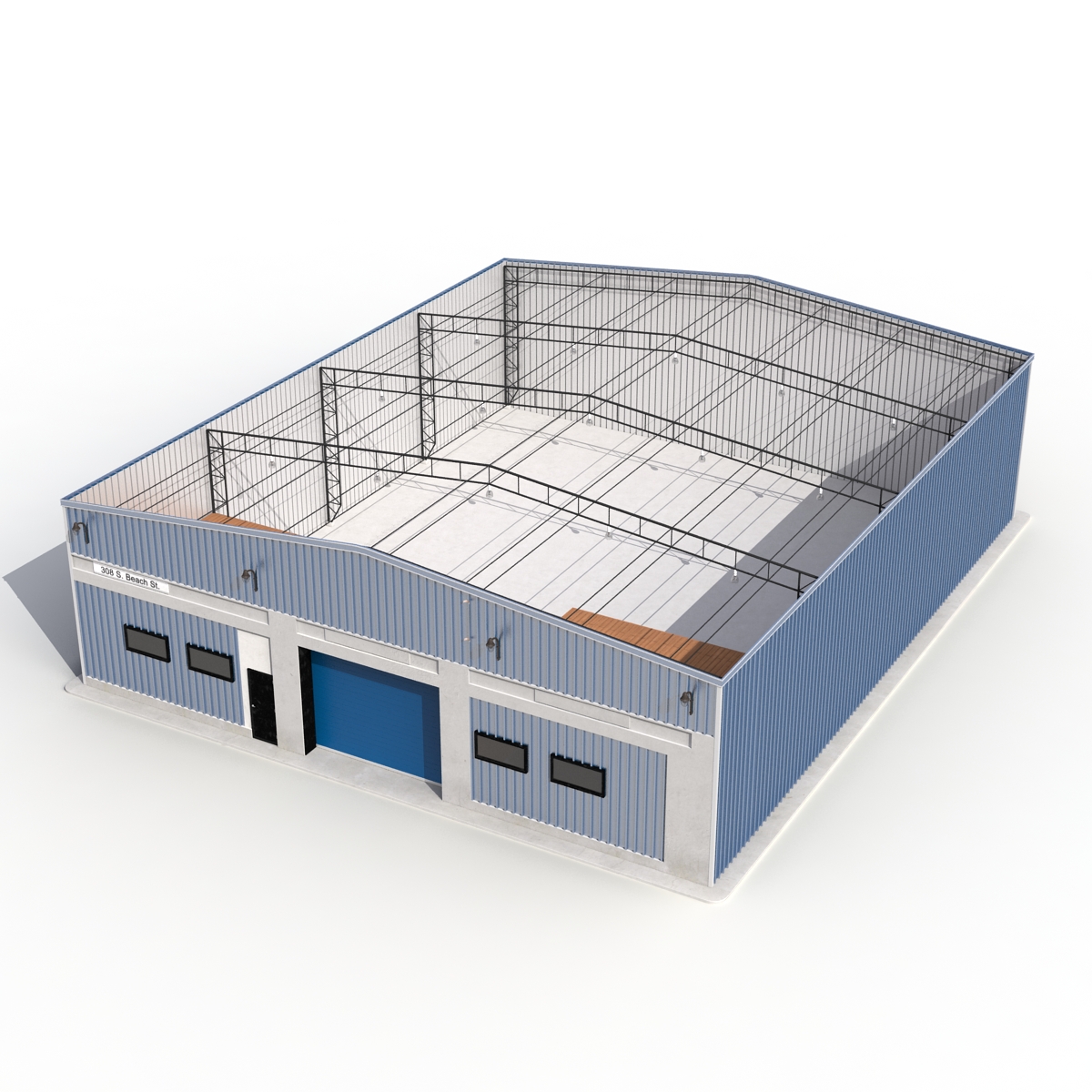 3D model Warehouse Building 2 Blue