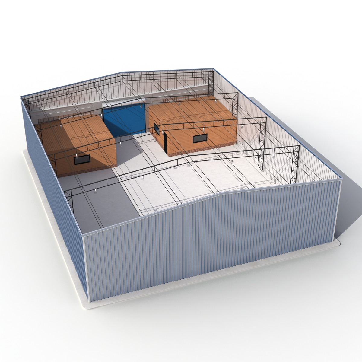 3D model Warehouse Building 2 Blue