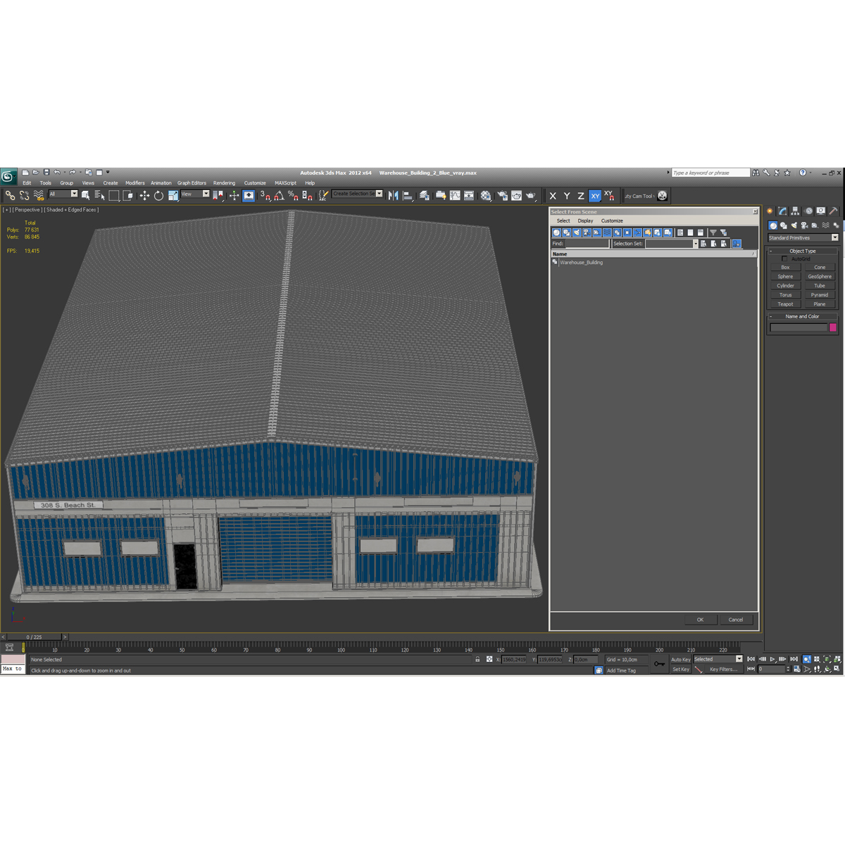 3D model Warehouse Building 2 Blue