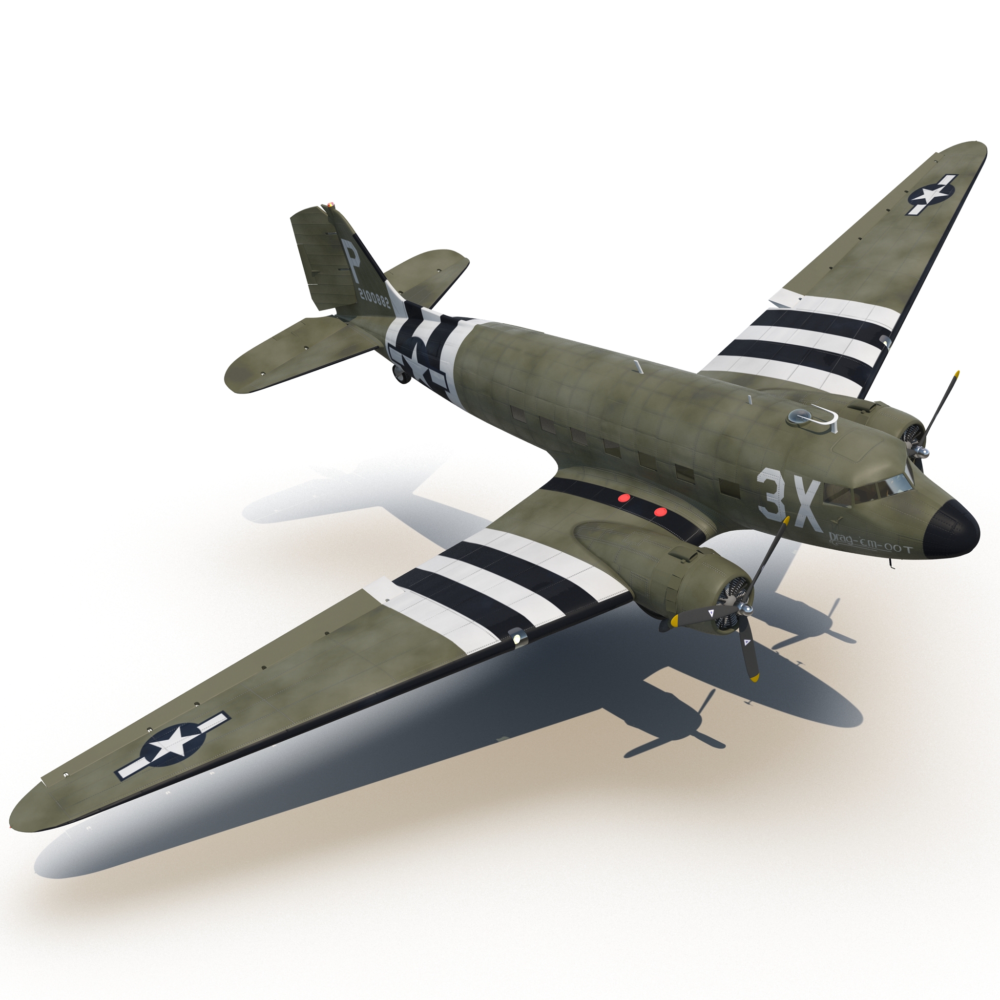 Douglas DC 3 Rigged 3D model