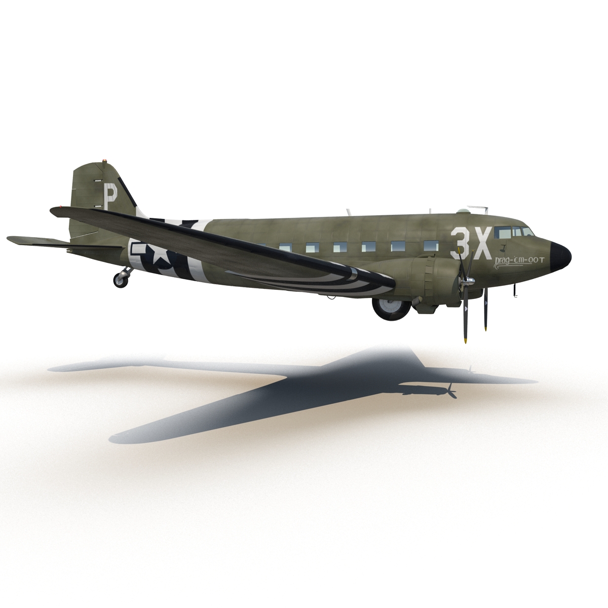 Douglas DC 3 Rigged 3D model