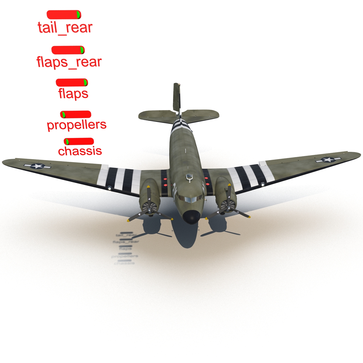 Douglas DC 3 Rigged 3D model