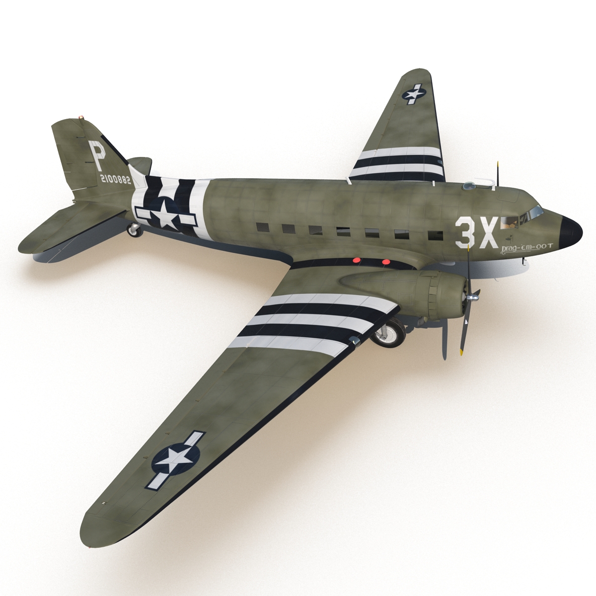 Douglas DC 3 Rigged 3D model